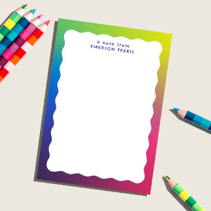 Wavy edge trendy colourful retro kid's name card