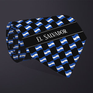 Wavy El Salvador Flag Pattern  Tie