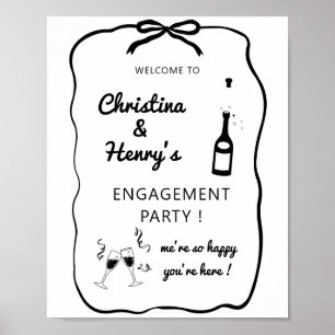 Wavy Engagement Party Sign, Whimsical Engagement Poster
