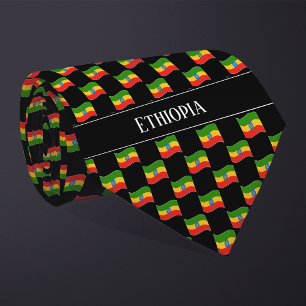 Wavy Ethiopia Flag Pattern Tie