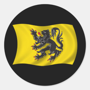 Wavy Flanders Flag Classic Round Sticker