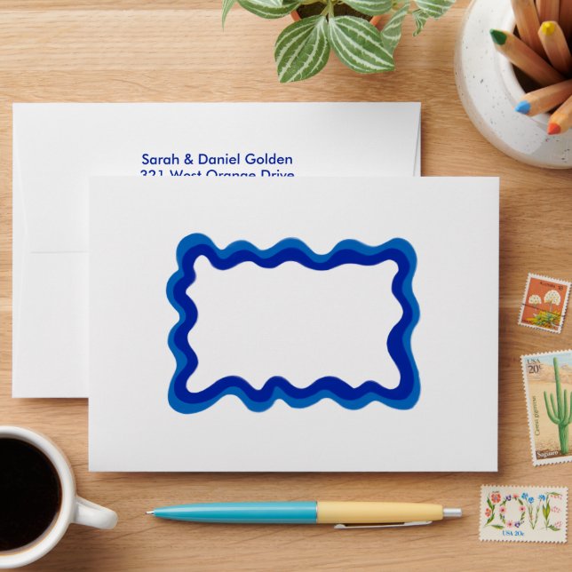 Wavy Frame Custom Handmade Bar Bat Mitzvah Envelope (Desk)