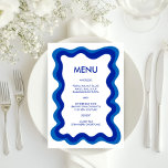 Wavy Frame Modern Chic Blue Custom Bar Bat Mitzvah Menu<br><div class="desc">Perfect menu card for a bat mitzvah, bar mitzvah or other Jewish celebration! Hand made wavy frame for you on the front side! FULLY CUSTOMIZABLE! Click on “Personalize” above to edit the text. Click "edit using design tool" to adjust the fonts, colours and placements and to delete the back side...</div>