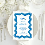 Wavy Frame Modern Chic Blue Custom Bar Bat Mitzvah Menu<br><div class="desc">Perfect menu card for a bat mitzvah, bar mitzvah or other Jewish celebration! Hand made wavy frame for you on the front side! FULLY CUSTOMIZABLE! Click on “Personalize” above to edit the text. Click "edit using design tool" to adjust the fonts, colours and placements and to delete the back side...</div>