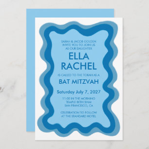 Wavy Frame Modern Chic Custom Bar Bat Mitzvah Invitation