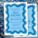 Wavy Frame Modern Custom QR CODE Bar Bat Mitzvah Invitation<br><div class="desc">Perfect card to announce a bat mitzvah, bar mitzvah or other Jewish celebration! Hand made wavy frame for you on the front side! FULLY CUSTOMIZABLE! Click on “Personalize” above to edit the text and add your link to the qr code. Click "edit using design tool" to adjust the fonts, colours...</div>