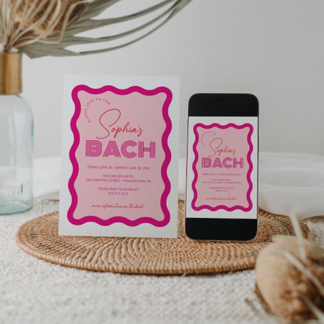 Wavy Frame Retro Bachelorette Weekend Itinerary Invitation (Creator Uploaded)