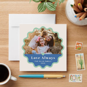 Wavy Frame Valentine's Day Photo Card - Blue