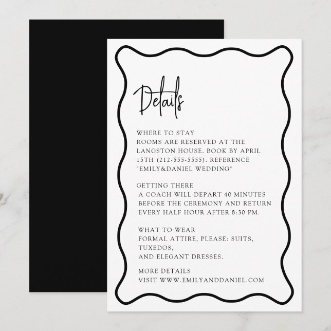 Wavy frame, wavy border, modern, the details card (Front/Back)