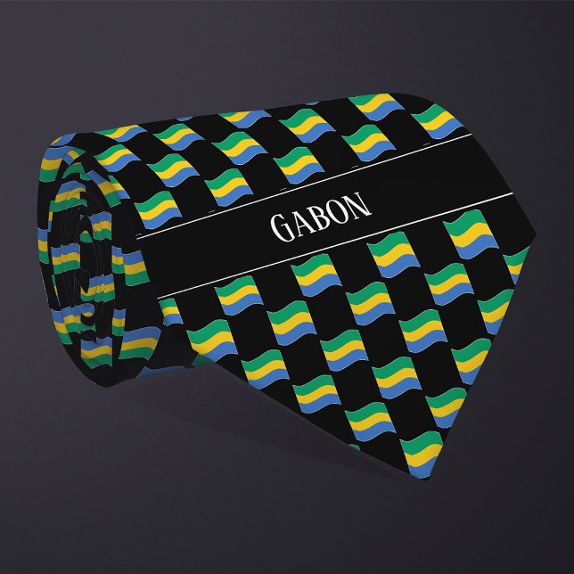 Wavy Gabon Flag Pattern  Tie (Creator Uploaded)