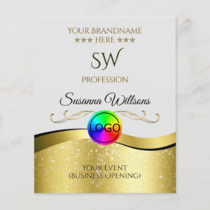 Wavy Gold Decor on Light Gray Logo Monogram Flyer