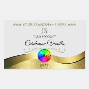 Wavy Gold Decor on Light Gray Logo Monogram Label