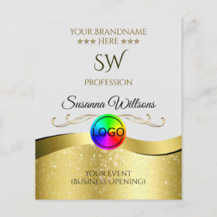 Wavy Gold Decor on Light Grey Logo Monogram Flyer
