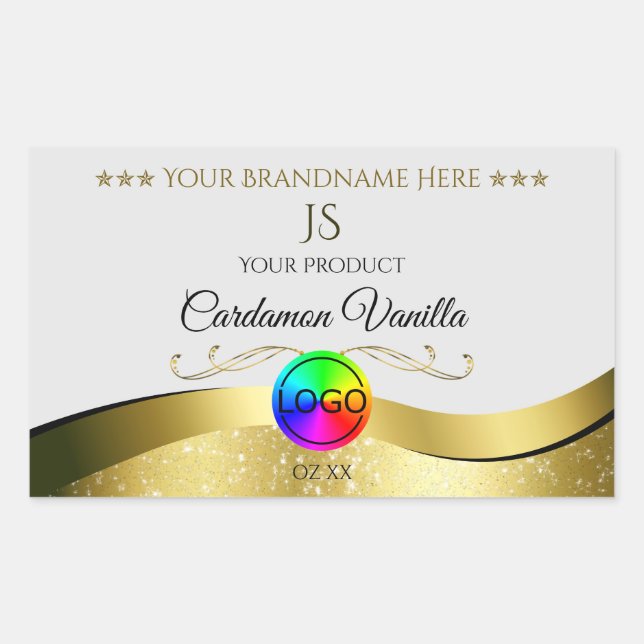 Wavy Gold Decor on Light Grey Logo Monogram Label (Front)