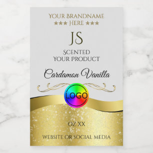 Wavy Gold Decor on Light Grey Logo Monogram Label