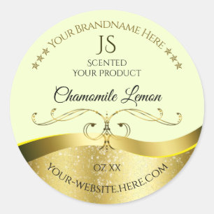 Wavy Gold Deluxe Decor Light Yellow Monogram Label