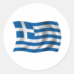 Wavy greece Flag Classic Round Sticker