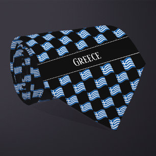 Wavy Greece Flag Pattern  Tie