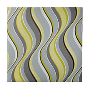 Wavy Grey and Yellow Stripes Tile