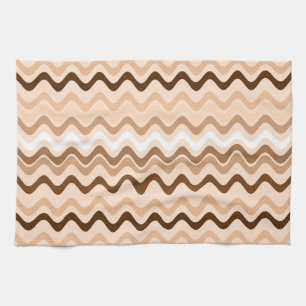 Wavy Groovy Stripes Beige and Brown Kitchen Towel