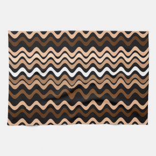 Wavy Groovy Stripes Dark Brown Kitchen Towel