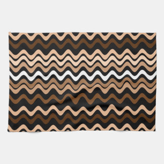 Wavy Groovy Stripes Dark Brown Kitchen Towel