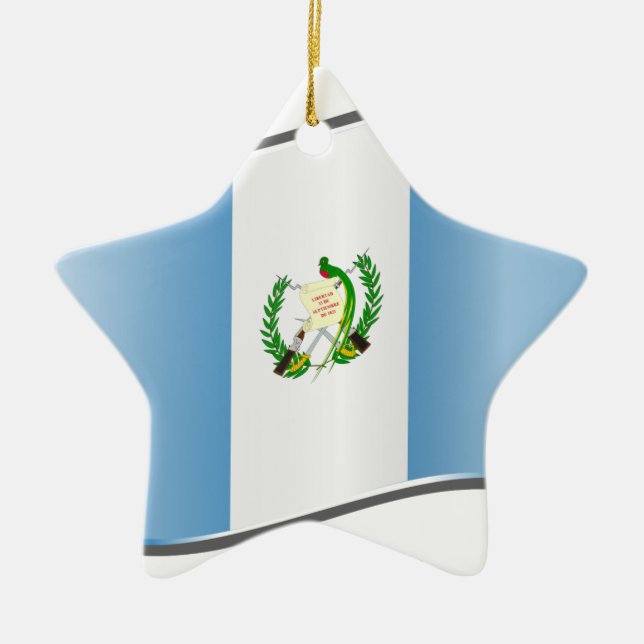 Wavy Guatemala Flag Ceramic Ornament (Front)