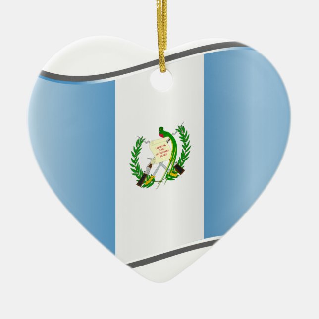 Wavy Guatemala Flag Ceramic Ornament (Front)