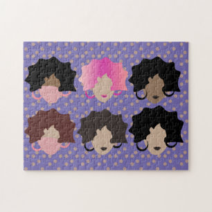 Wavy Hair Girls Illustration Jigsaw Puzzle