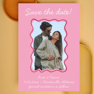 Wavy Hand Drawn Border Save the Date Photo Invitation