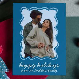 Wavy Hand Drawn Funky Whimsical Border Photo  Holiday Card