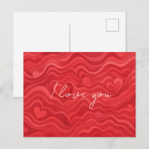 Wavy Heart Pattern Greeting Card I Love you