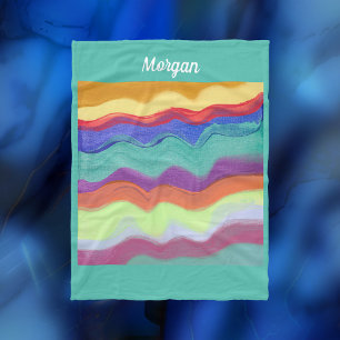 Wavy Horizontal Stripes, Abstract Art, Script Name Fleece Blanket