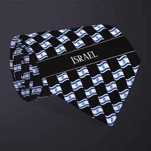 Wavy Israel Flag Pattern Tie