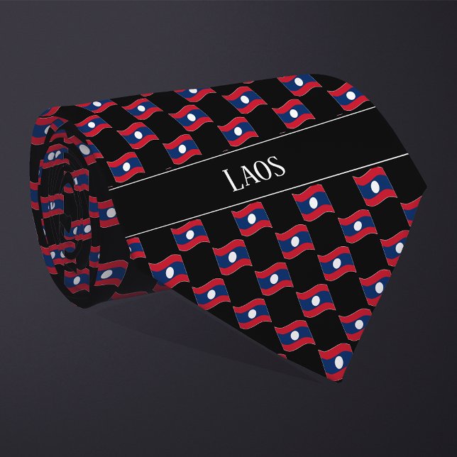 Wavy Laos Flag Pattern  Tie (Creator Uploaded)