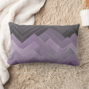 Wavy lavender and gray geometric patterns AI art  Lumbar Pillow