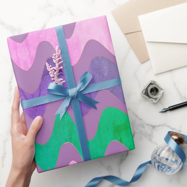 Wavy Lavender Green Colourful Wrapping Paper (Gifting)