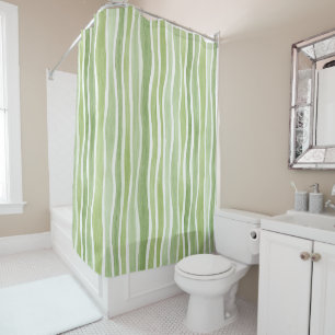 Wavy Lime Green Cream Stripes