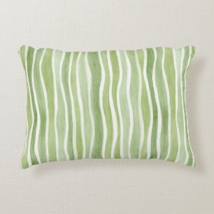 Wavy Lime Green Cream Stripes Accent Pillow
