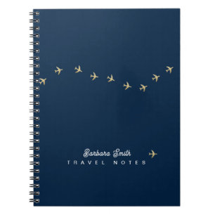 Wavy Line of Small Airplanes . blue travel Notebook