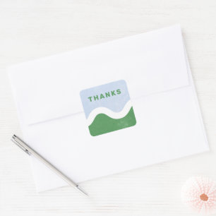 Wavy Line Thank You Envelope Seal - Green