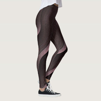 Wavy Lines Dark Background Minimalist Pattern Leggings