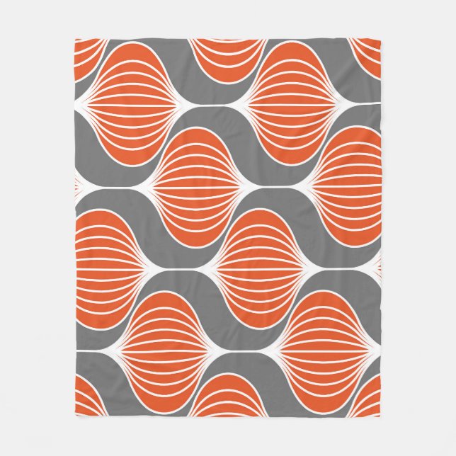 Wavy lines: geometric vintage pattern. fleece blanket (Front)
