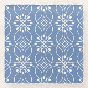Wavy Lines Geometric Vintage Pattern Glass Coaster