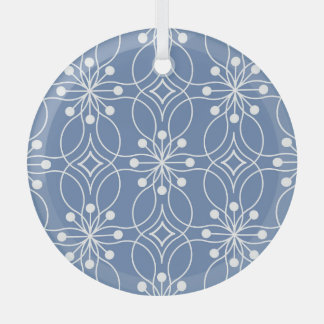 Wavy Lines Geometric Vintage Pattern Glass Ornament