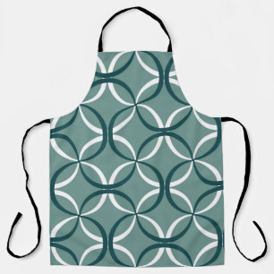 Wavy Lines Green Seamless Pattern Apron