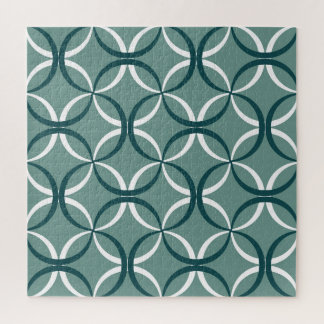 Wavy Lines Green Seamless Pattern Jigsaw Puzzle