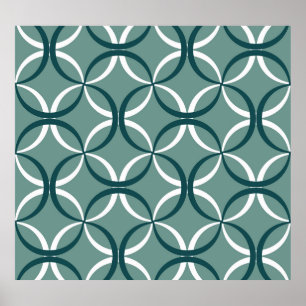 Wavy Lines Green Seamless Pattern Poster