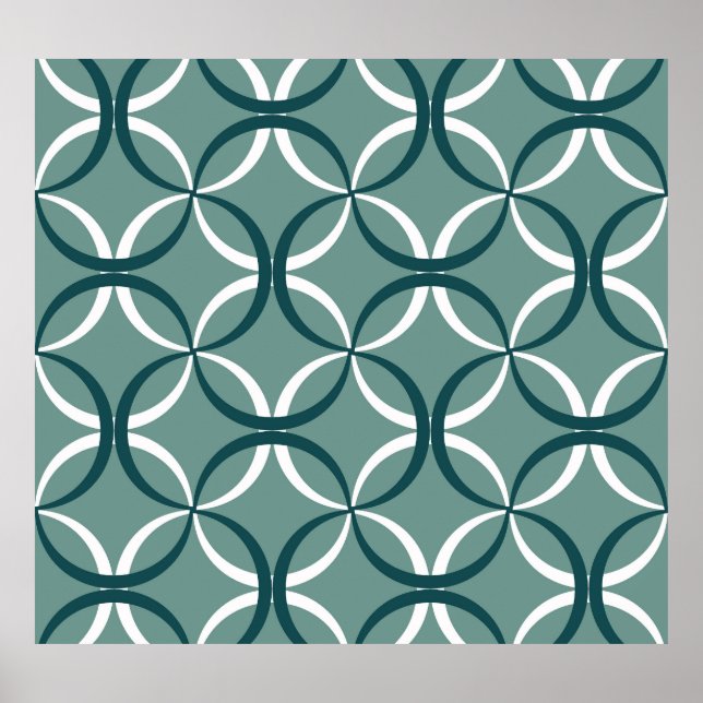 Wavy Lines Green Seamless Pattern Poster (Front)