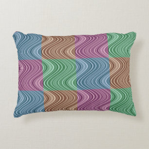 Wavy Lines in Blue/Brown/Green/Purple Decorative Pillow